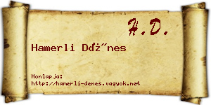 Hamerli Dénes névjegykártya